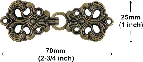 Bezelry 4 Pairs Baroque Swirl Hook and Eye Cloak Clasp Fasteners. 70mm x 25mm Fastened. (Gray Silver) in Kuwait