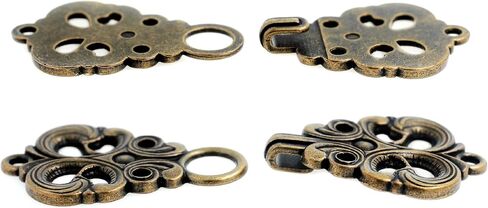 Bezelry 4 Pairs Baroque Swirl Hook and Eye Cloak Clasp Fasteners. 70mm x 25mm Fastened. (Gray Silver) in Kuwait