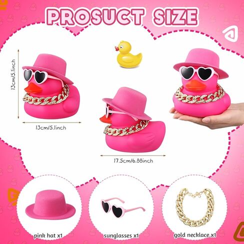 Honoson 6.89 Inches Large Rubber Duck Funny Giant Rubber Duck with Hat and Sunglasses Big Squeaky Duckling Car Ornaments Duckling for Dashboard Decorations Bath Toy(Yellow) in Saudi Arabia