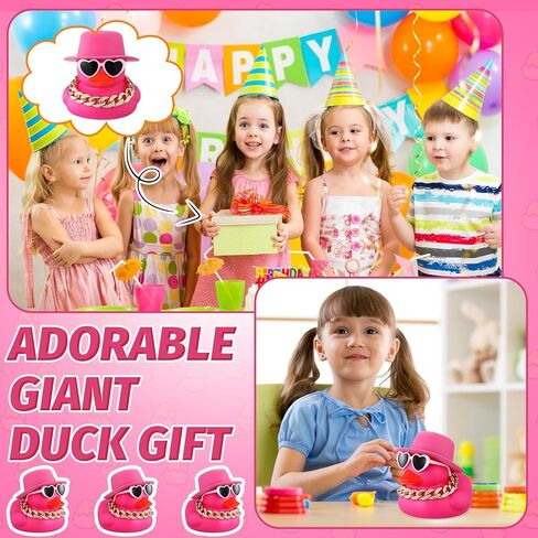 Honoson 6.89 Inches Large Rubber Duck Funny Giant Rubber Duck with Hat and Sunglasses Big Squeaky Duckling Car Ornaments Duckling for Dashboard Decorations Bath Toy(Yellow) in Saudi Arabia