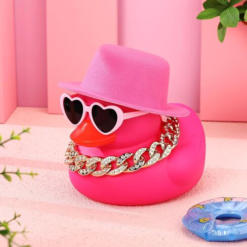 Honoson 6.89 Inches Large Rubber Duck Funny Giant Rubber Duck with Hat and Sunglasses Big Squeaky Duckling Car Ornaments Duckling for Dashboard Decorations Bath Toy(Yellow) in Saudi Arabia