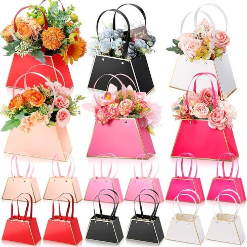Taobary 18 PCS Mother Day Floral Bouquet Boxes for transement portable flower paper gift bag bup flud boud bupist box with with for wedding treaduate bridal down party (Classic) in Saudi Arabia