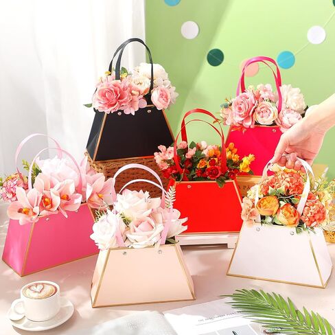 Taobary 18 PCS Mother Day Floral Bouquet Boxes for transement portable flower paper gift bag bup flud boud bupist box with with for wedding treaduate bridal down party (Classic) in Saudi Arabia