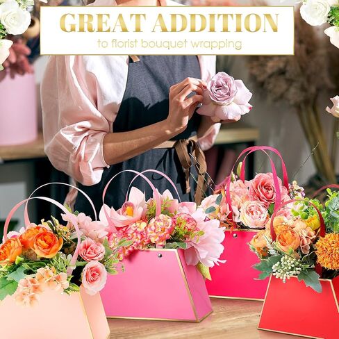 Taobary 18 PCS Mother Day Floral Bouquet Boxes for transement portable flower paper gift bag bup flud boud bupist box with with for wedding treaduate bridal down party (Classic) in Saudi Arabia