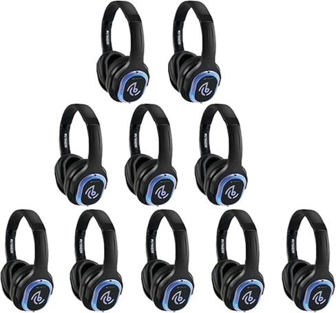 Retekess TA003 Silent Disco Headphone System,Silent Disco Headsets with 3 Channel,LED Lights,Hi-Fi Sound Quality,Silent Disco Headphones Wireless for Dance Party,Festivals(Pack of 20) in Kuwait