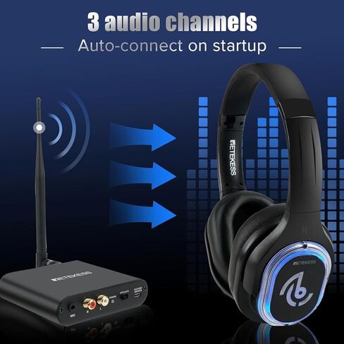 Retekess TA003 Silent Disco Headphone System,Silent Disco Headsets with 3 Channel,LED Lights,Hi-Fi Sound Quality,Silent Disco Headphones Wireless for Dance Party,Festivals(Pack of 20) in Kuwait