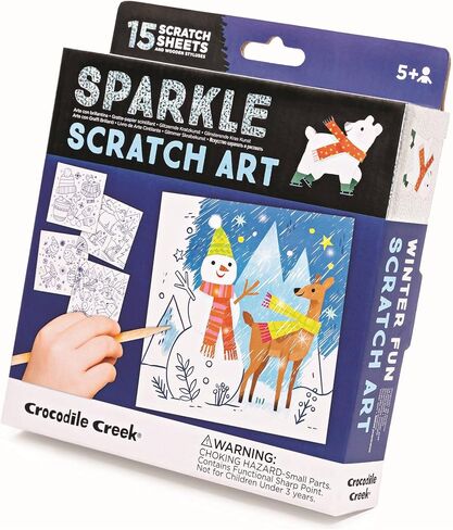 Crocodile Creek Dinosaurs Sparkle Scratch Art للأطفال - فني خدش من 16 ورقة مع 10 أوراق ذات طابع تحت عنوان ، 5 صفائح فارغة ، استنسل ، قلم - مخزن مدروس ، هدايا ، لوازم فنية للأطفال in Kuwait