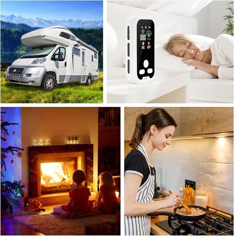 Carbon Monoxide Detector Plug in Wall, Portable Carbon Monoxide Alarm, 4-in-1 CO Detector Smoke Alarm Humidity & Temp Meter, HD Screen, CO Monitor for Home and Travel Camping RV (Black) in Saudi Arabia