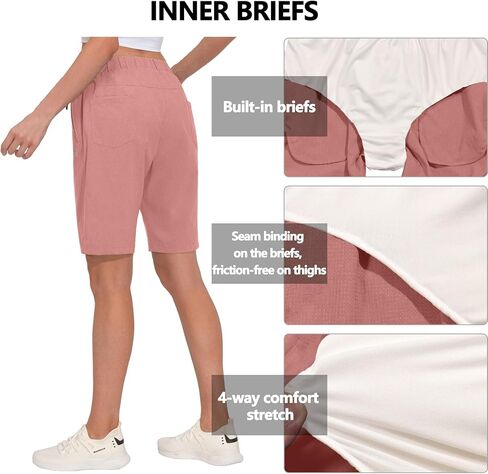 Little Donkey Andy Women's Lightweight Breathable Hiking Shorts, Quick-Dry Golf Shorts with Zipper Pockets, Air-Holes Tech in Saudi Arabia