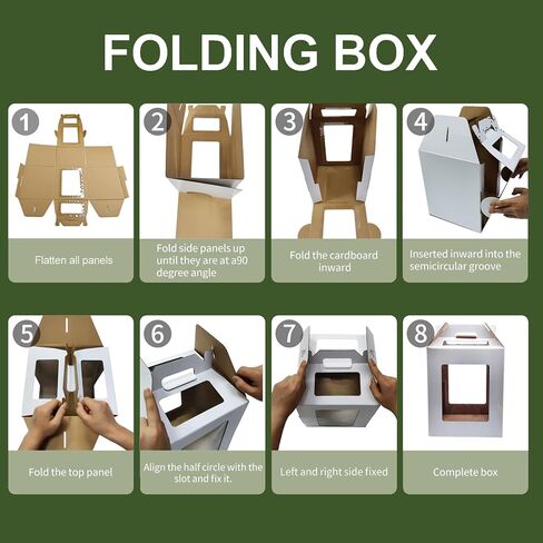 علب الكيك KBG 6 قطع 10 × 10 × 12 و12 × 12 × 14 بوصة مع صندوق كعكة طويل القامة لنافذة للكعك من الطبقة لنقل أعياد الميلاد والزفاف، صندوق مخبز أبيض قوي، حاويات كعكة للاستعمال مرة واحدة، صناديق الكيك in Kuwait