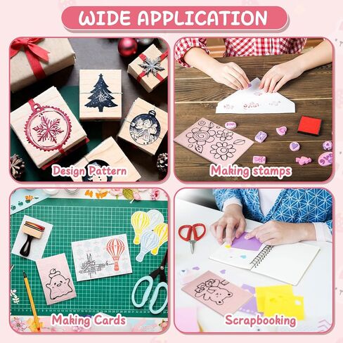 Frienda 30 Pack 4"x6" Rubber Carving Blocks Rubber Stamp Carving Linoleum Blocks for Printmaking, Printing, DIY Craft Project Soft Stamp for Beginners and Professional(Pink) in Kuwait