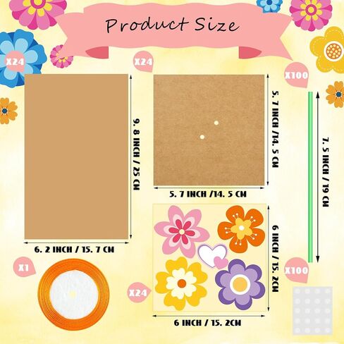 Motipuns 24 Set Mother's Day Flower Bouquet Craft Kit DIY Spring Flower Paper Crafts with Cards Make Your Own Floral Bouquet Handmade Exchange Gift for Home Activities Mom Teacher Appreciation in Saudi Arabia