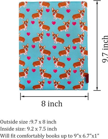 Corgi Dog Lover's Book Sleeve Protector - Cover Book Cover المتوسطة للورق والخليطات | هدايا كورجي للقراء والمكتب والسفر in Kuwait