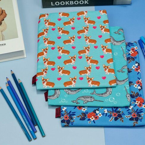 Corgi Dog Lover's Book Sleeve Protector - Cover Book Cover المتوسطة للورق والخليطات | هدايا كورجي للقراء والمكتب والسفر in Kuwait