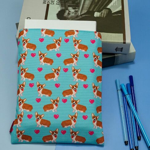 Corgi Dog Lover's Book Sleeve Protector - Cover Book Cover المتوسطة للورق والخليطات | هدايا كورجي للقراء والمكتب والسفر in Kuwait