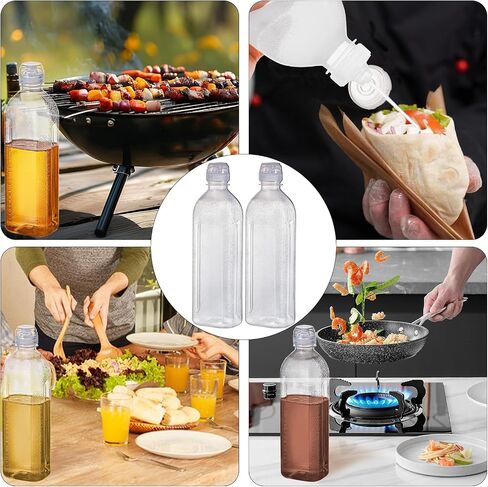 2 Pack Oil Dispenser Bottles, Plastic Condiment Squeeze Bottles for Sauce, Kitchen Olive Oil Squirt Bottles Liquids Container for Vinegar Syrups with 2 Funnels, 5 Labels and 1 Pen 17oz in Saudi Arabia