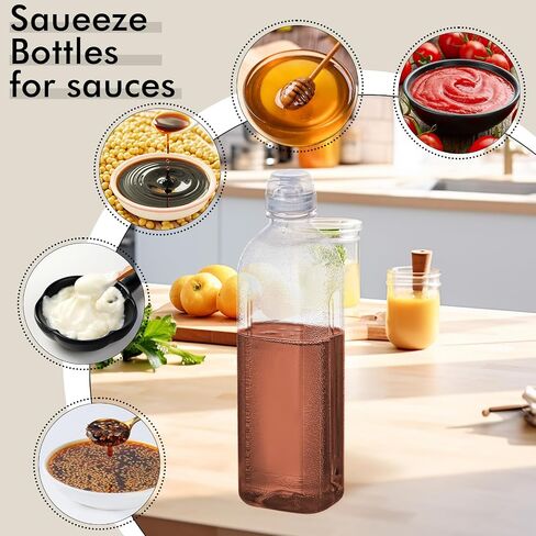 2 Pack Oil Dispenser Bottles, Plastic Condiment Squeeze Bottles for Sauce, Kitchen Olive Oil Squirt Bottles Liquids Container for Vinegar Syrups with 2 Funnels, 5 Labels and 1 Pen 17oz in Saudi Arabia