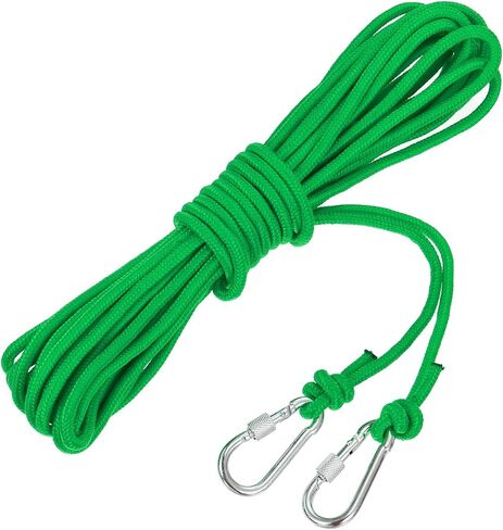 MECCANIXITY Hollow Braided Polypropylene Anchor Rope with Hook, 1/4 Inch 66ft Nylon Floating Line for Marine Pool Life Boat Anchor Rope, Black in Saudi Arabia