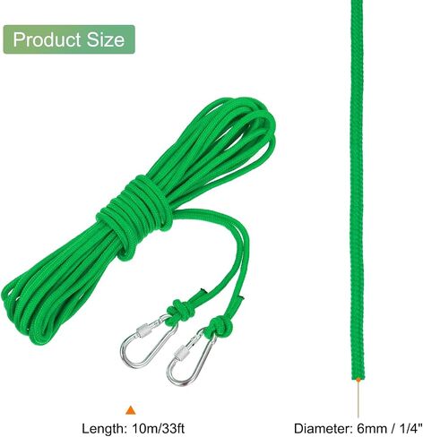 MECCANIXITY Hollow Braided Polypropylene Anchor Rope with Hook, 1/4 Inch 66ft Nylon Floating Line for Marine Pool Life Boat Anchor Rope, Black in Saudi Arabia