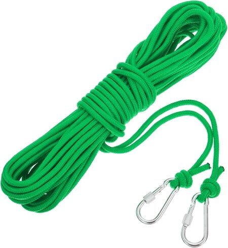 MECCANIXITY Hollow Braided Polypropylene Anchor Rope with Hook, 1/4 Inch 66ft Nylon Floating Line for Marine Pool Life Boat Anchor Rope, Black in Saudi Arabia