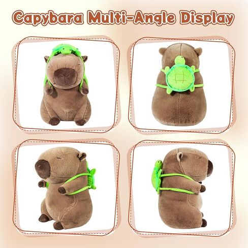 لطيف Capybara أفخم مع حقيبة ظهر للسلحفاة ناعمة capybara الحيوانات المحشو الحيوانات capybara العناق الهدايا capybara دمية وسادة للأطفال فتيات ألعاب (السلاحف كابيبا براون 11.8 بوصة) in Kuwait