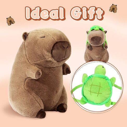 لطيف Capybara أفخم مع حقيبة ظهر للسلحفاة ناعمة capybara الحيوانات المحشو الحيوانات capybara العناق الهدايا capybara دمية وسادة للأطفال فتيات ألعاب (السلاحف كابيبا براون 11.8 بوصة) in Kuwait