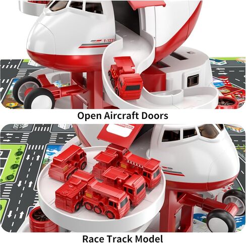 TEMI Kids Airplane Boy Toys for 3 4 5 Year Old Boys - Car Race Track for Kids Ages 3-5 with 8 Mini Car Toys, Toddlers Educational Toy, Birthday Gifts for Boys 3-5, Birthday Gift for Boys Girls 3-5 in Saudi Arabia