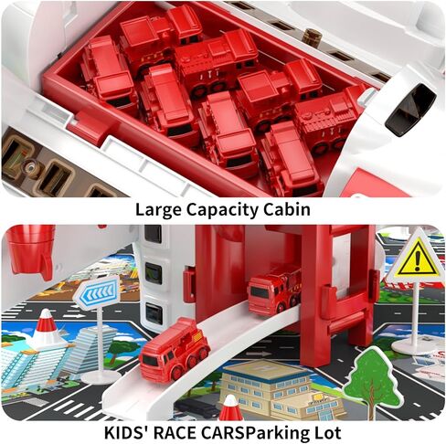 TEMI Kids Airplane Boy Toys for 3 4 5 Year Old Boys - Car Race Track for Kids Ages 3-5 with 8 Mini Car Toys, Toddlers Educational Toy, Birthday Gifts for Boys 3-5, Birthday Gift for Boys Girls 3-5 in Saudi Arabia