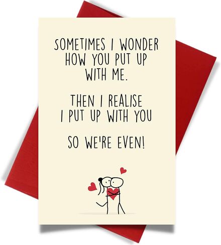 Cheerin Funny Greeting Card with Envelope - Anniversary Card - Romantic Birthday Card - Hilarious Gifts for Him Her Girlfriend Boyfriend Wife Husband in Kuwait
