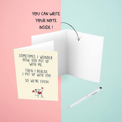 Cheerin Funny Greeting Card with Envelope - Anniversary Card - Romantic Birthday Card - Hilarious Gifts for Him Her Girlfriend Boyfriend Wife Husband in Kuwait