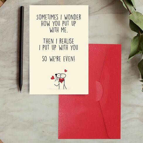 Cheerin Funny Greeting Card with Envelope - Anniversary Card - Romantic Birthday Card - Hilarious Gifts for Him Her Girlfriend Boyfriend Wife Husband in Kuwait