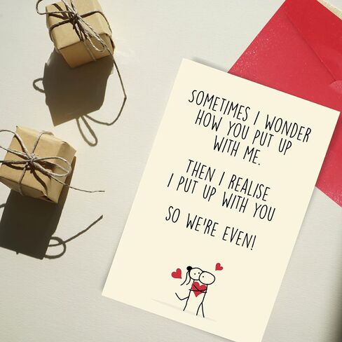 Cheerin Funny Greeting Card with Envelope - Anniversary Card - Romantic Birthday Card - Hilarious Gifts for Him Her Girlfriend Boyfriend Wife Husband in Kuwait