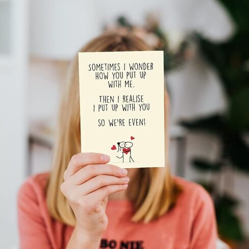 Cheerin Funny Greeting Card with Envelope - Anniversary Card - Romantic Birthday Card - Hilarious Gifts for Him Her Girlfriend Boyfriend Wife Husband in Kuwait