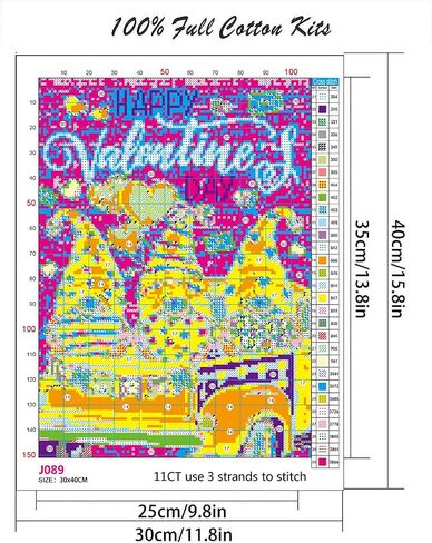 Flower Stamped Cross Stitch Kits - Colorful Flower Counted Cross Stitch Kits for Beginners Adults Needlepoint Cross-Stitch Patterns Dimensions Needlecrafts Embroidery Kits Arts and Crafts in Saudi Arabia