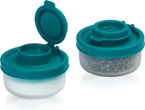 SIGNORAWARE Salt and Pepper Shakers Moisture Proof Set of 2 Small Mini Salt Shaker to go Camping Picnic Outdoors Kitchen Lunch Boxes Travel Spice Set Clear with Red Covers Plastic Airtight Dispenser in Saudi Arabia