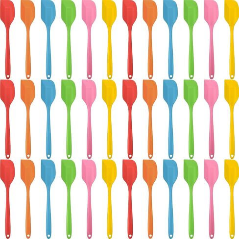 Irenare 24 Pcs Mini Silicone Spatulas Bulk 8.3 Inch Rubber Spatula Set Small Heat Resistant Spatulas Seamless Design Non Stick Flexible Scrapers for Kitchen Use Cooking Baking Mixing Tool (Cute) in Kuwait