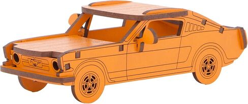 Little & Wood: Woodlet: Medium - Muscle Car - Orange, 3D Wooden Kit-Set, Vehicle Puzzle, Easy Assembly, Pop Build Fun, Sustainably Sourced, Ages 6+ in Kuwait