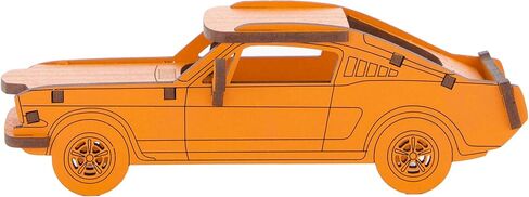 Little & Wood: Woodlet: Medium - Muscle Car - Orange, 3D Wooden Kit-Set, Vehicle Puzzle, Easy Assembly, Pop Build Fun, Sustainably Sourced, Ages 6+ in Kuwait