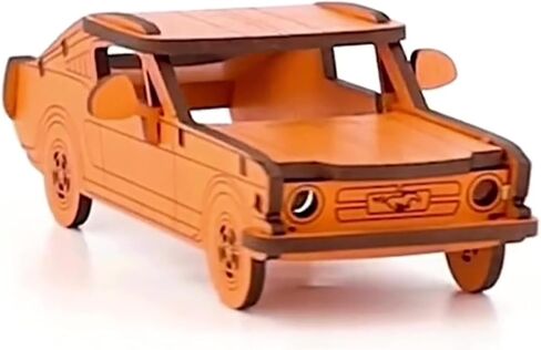 Little & Wood: Woodlet: Medium - Muscle Car - Orange, 3D Wooden Kit-Set, Vehicle Puzzle, Easy Assembly, Pop Build Fun, Sustainably Sourced, Ages 6+ in Kuwait