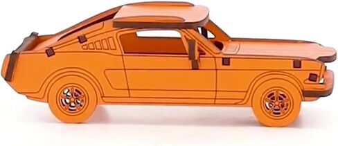 Little & Wood: Woodlet: Medium - Muscle Car - Orange, 3D Wooden Kit-Set, Vehicle Puzzle, Easy Assembly, Pop Build Fun, Sustainably Sourced, Ages 6+ in Kuwait