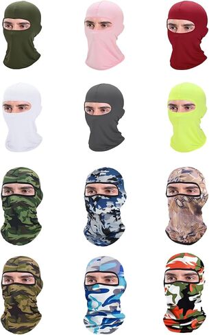 Xeoxarel 12 Pieces Balaclava Face Mask, Summer Cooling Neck Gaiter, UV Protector Motorcycle Ski Scarf for Men/Women in Kuwait