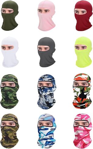 Xeoxarel 12 Pieces Balaclava Face Mask, Summer Cooling Neck Gaiter, UV Protector Motorcycle Ski Scarf for Men/Women in Kuwait