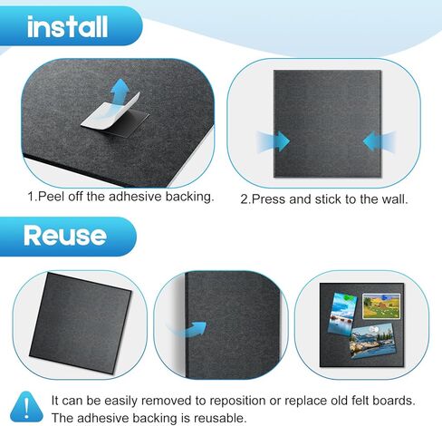 لوحة الفلين الكبيرة للجدار 47 "× 35" ، 12 حزمة لوحة إعلانات أسود ، بلاط الجدران شعر مع 72 علامات تبويب لاصق قابلة للإزالة آمنة ، 60 دبابيس الدفع ، لوحات الفلين للوحة دبوس المنزل لوحة المسام in Kuwait