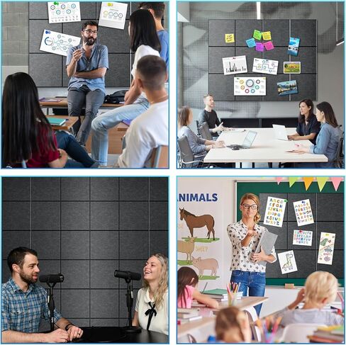 لوحة الفلين الكبيرة للجدار 47 "× 35" ، 12 حزمة لوحة إعلانات أسود ، بلاط الجدران شعر مع 72 علامات تبويب لاصق قابلة للإزالة آمنة ، 60 دبابيس الدفع ، لوحات الفلين للوحة دبوس المنزل لوحة المسام in Kuwait