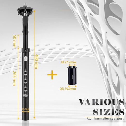 Suspension Seatpost 27.2 - 33.9 400mm, Adjustable Two-Way-Bolt Clamp, Reduce Wind Drag, Anti-Slip Shock Absorber Setback Bike Seat Post, 300lb Support for Larger & Tall Riders in Kuwait