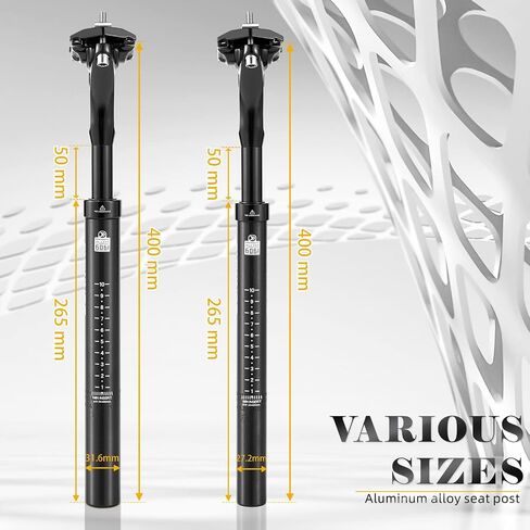 Suspension Seatpost 27.2 - 33.9 400mm, Adjustable Two-Way-Bolt Clamp, Reduce Wind Drag, Anti-Slip Shock Absorber Setback Bike Seat Post, 300lb Support for Larger & Tall Riders in Kuwait