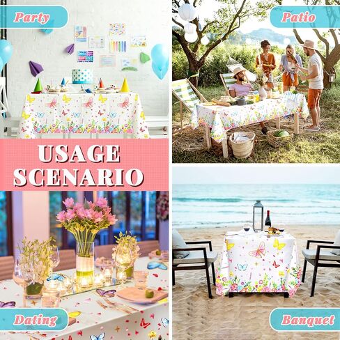 Butterfly Party Decorations Butterfly Birthday Tablecloth Rectangle Watercolor Tablecloth Butterfly Table Cover Summer Themed Plastic Tablecloth for Shower Party Decor 102 x 51 Inch(3 Pack) in Saudi Arabia