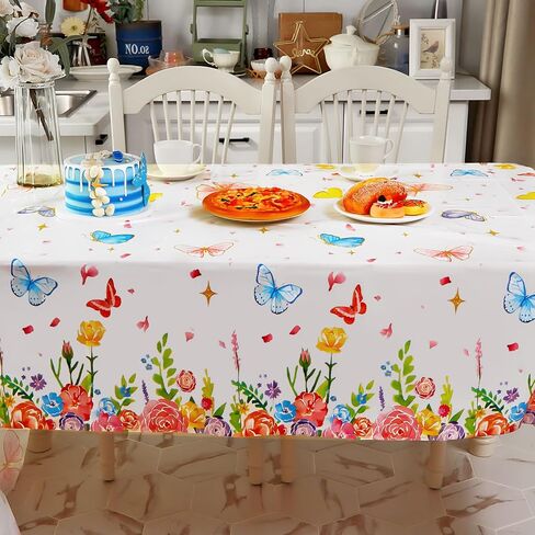 Butterfly Party Decorations Butterfly Birthday Tablecloth Rectangle Watercolor Tablecloth Butterfly Table Cover Summer Themed Plastic Tablecloth for Shower Party Decor 102 x 51 Inch(3 Pack) in Saudi Arabia