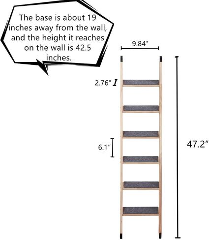 SHENGOCASE Solid Wood Wall Leaning Cat Ladder for Indoor Cats and Small Medium Dog, Stair Step for Window Bed, Wall Climbing Furniture (47.2") in Kuwait