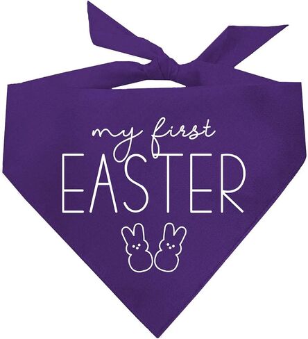 My First Easter Dog Bandana | 100% Cotton Adjustable Triangle | Made in USA | Easter Bunny | Egg Hunt| Funny Outfit Prop Photoshoot |Baby Blue, One Size (392) in Kuwait